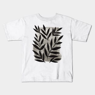 Black branches - grey background Kids T-Shirt